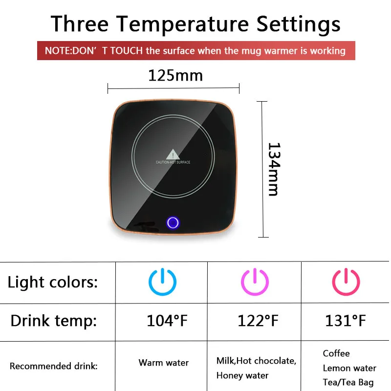 Almohadilla calefactora portátil para café y té, calentador de tazas eléctrico de escritorio, posavasos calefactor de leche para cocina, bebida eléctrica caliente