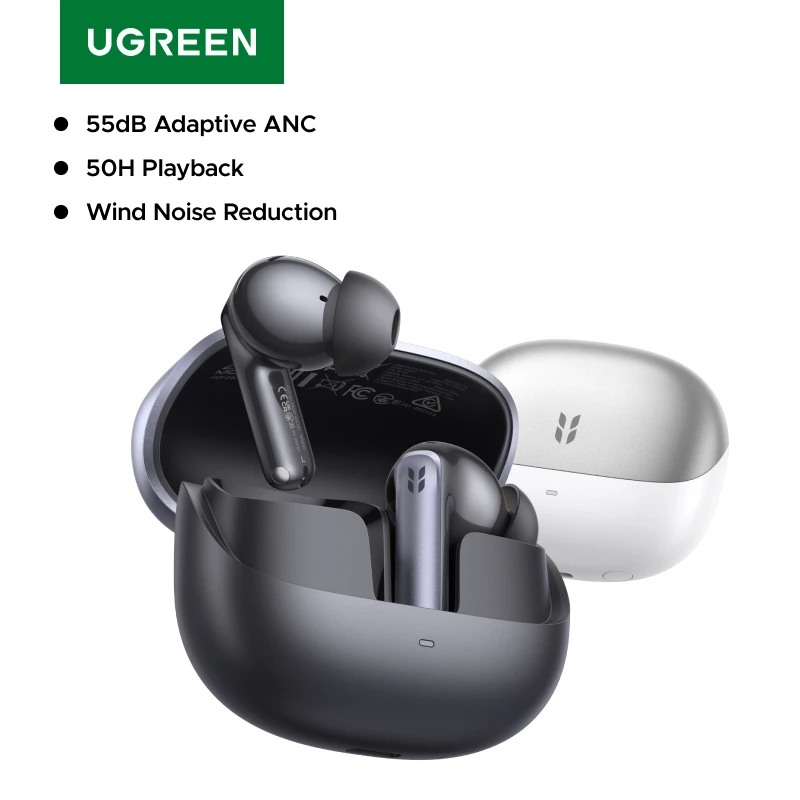 

【2026 NEW】UGREEN EchoBuds Plus In-Ear Bluetooth Wireless Active Noise Cancelling Earphones 55dB Adaptive ANC, LDAC Headphones