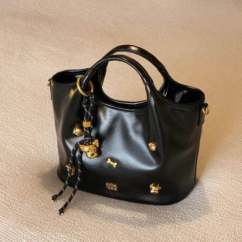 

Women Tote Bag Fashion Underarm Pouch Large Capacity Soft Leather Shoulder Bag Cute Dog Crossbody Bag Casual Portable Handbag
