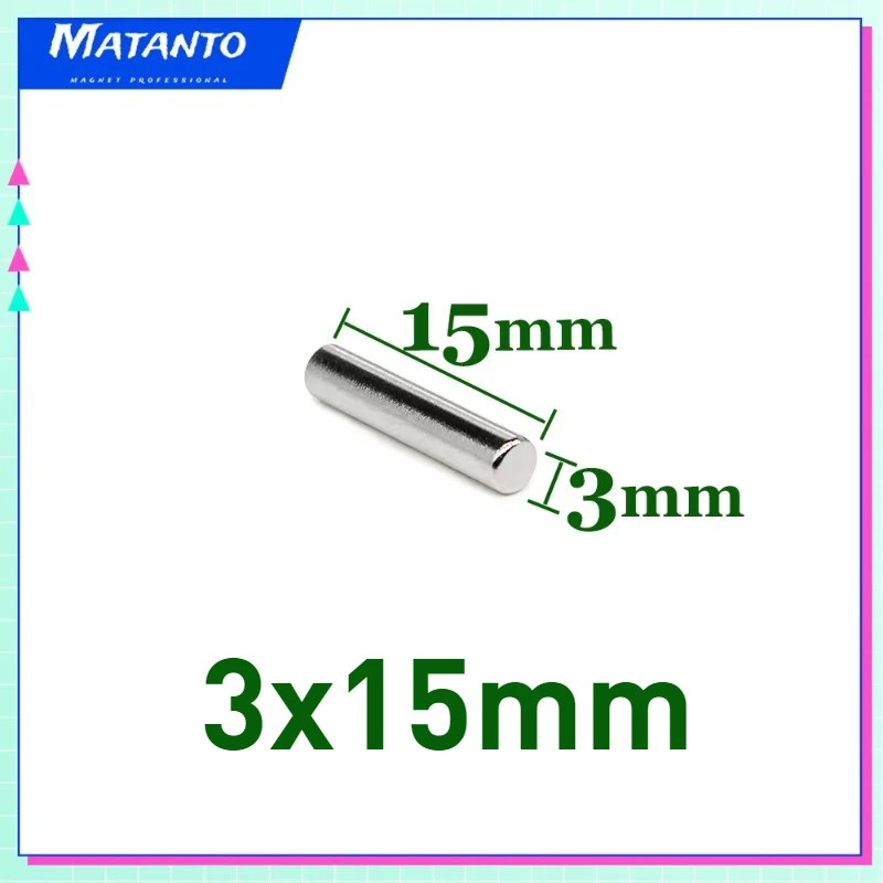 20/50/100/200/500PCS 3x15 Powerful Strong Magnetic Magnets Disc 3mmx15mm Small Round Permanent Neodymium Magnets 3x15mm 3*15 mm