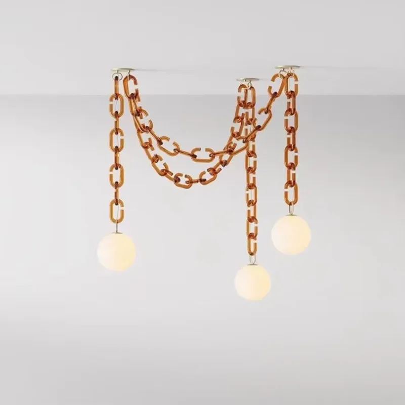 

JYLIGHTING Modern Nordic Adjustable Height Chain Hanging Chandelier Glass Pendant Lamp Home