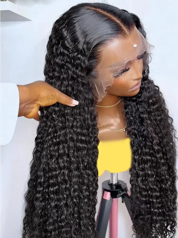 30 40-дюймовый HD Прозрачный 13x6 Парики Фронта Шнурка Бразильский Парик Реми Человеческих Волос Вьющиеся Глубокие Волны Фронта Шнурка Предварительно Сорванные Волна Воды