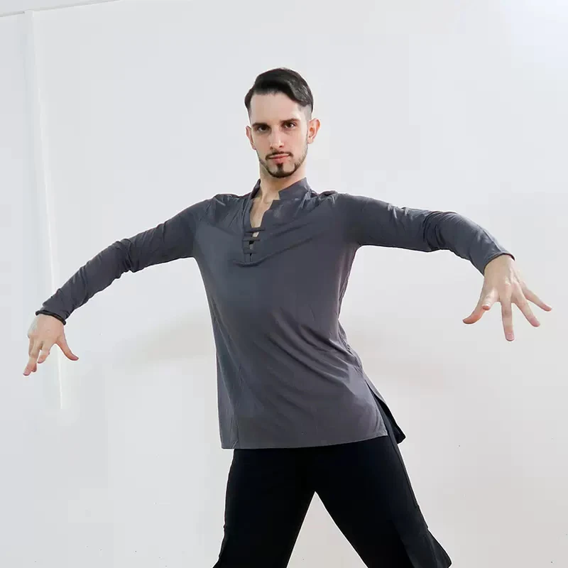 Cacare camisas de dança dos homens roupas para ballroom latina valsa moderno jazz competição trajes dança vestir d1355 dropship