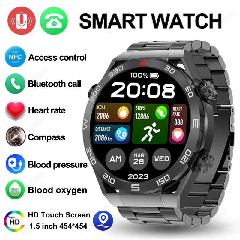 

For IOS Android NFC Smart Watch Men GPS Tracker AMOLED 454*454 HD Screen Heart Rate ECG+PPG Bluetooth Call Smartwatches 2024 New