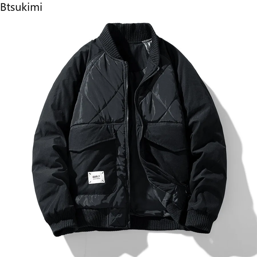 2025 Men's Puffer Jacket Thick Warm Winter Jacket Coats Fashion Casual Cargo Bomber Jackets Baseball High Street Outwear Tops