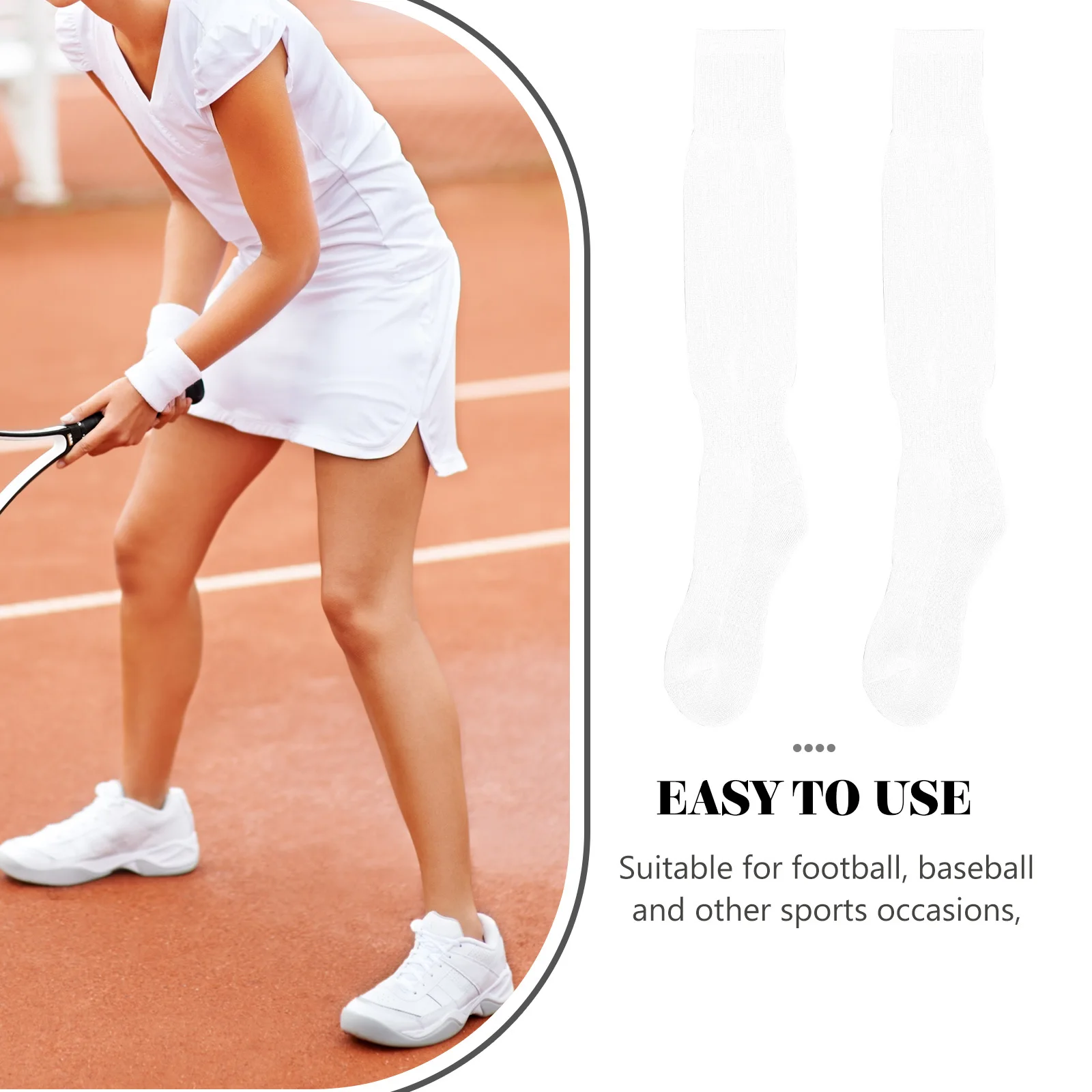 2Pairs جوارب طويلة إلى الركب الرياضة تخزين البوليستر مريحة لكرة القدم البيسبول الأنشطة في الهواء الطلق جوارب البيسبول