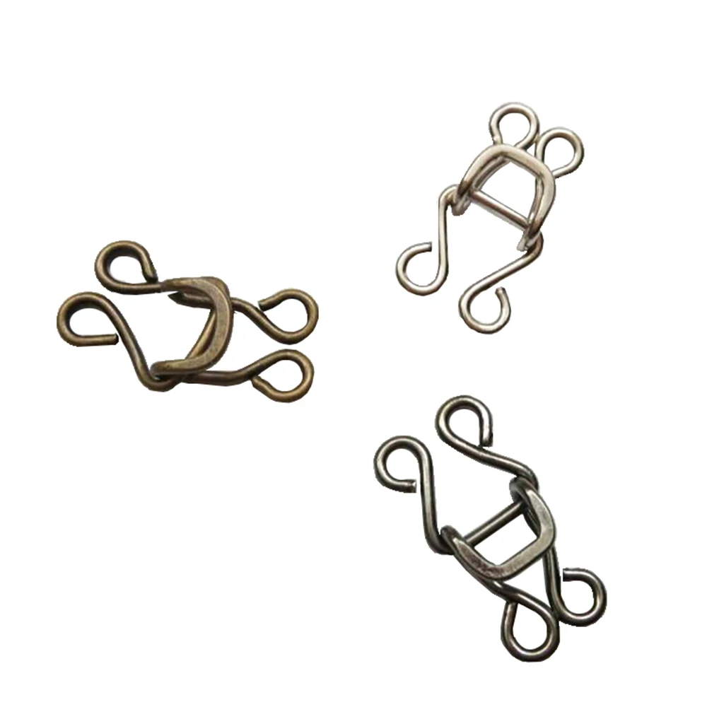 60Sets/Pack 15# Metal Brass Hooks And Eyes Pant Skirt Trousers Hooks Silver/Black  2016010702