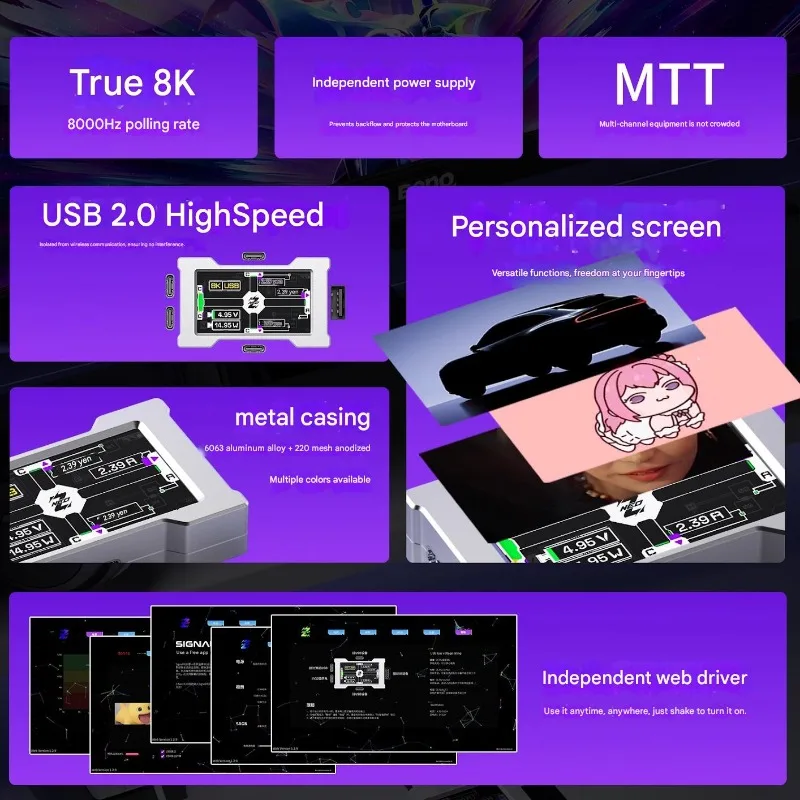 محور USB للألعاب HMLAB - 2 إلى 3 منافذ، 8 كيلو هرتز، طاقة مستقلة، مع شاشة، محطة إرساء رياضية إلكترونية، غلاف معدني MTT #2