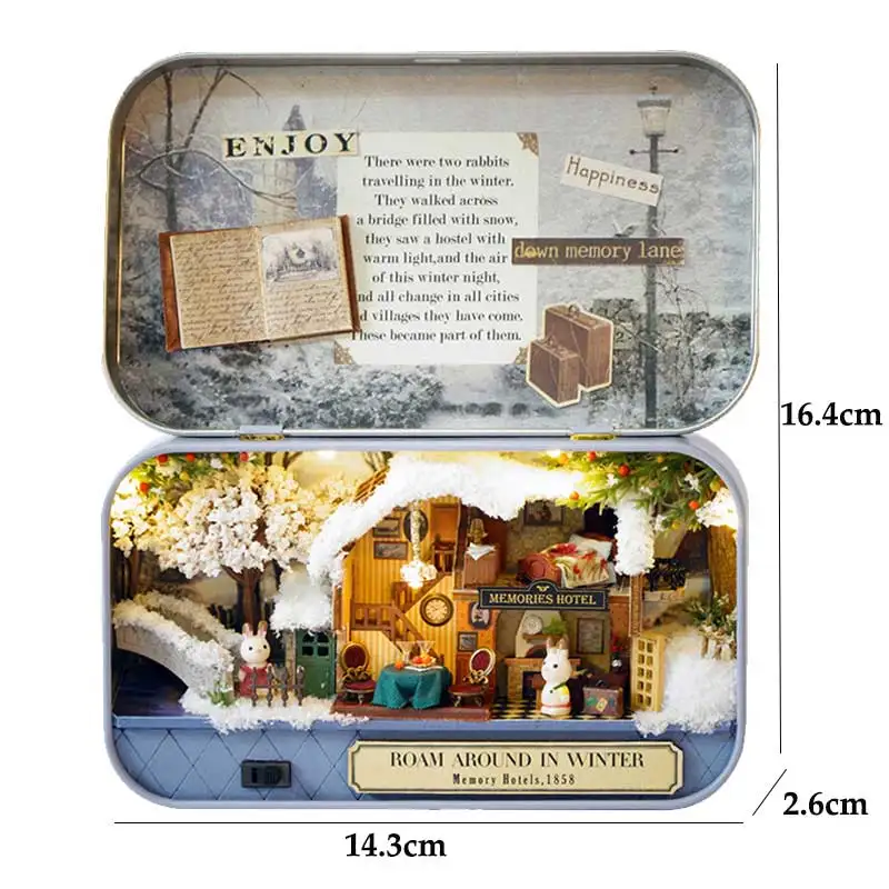 DIY-Puppenhäuser aus Holz, handgefertigt, lustige Miniaturboxen, niedliche Puppenhäuser, Bausätze, Geschenk, Holzspielzeug für Geschenke – Detail 32