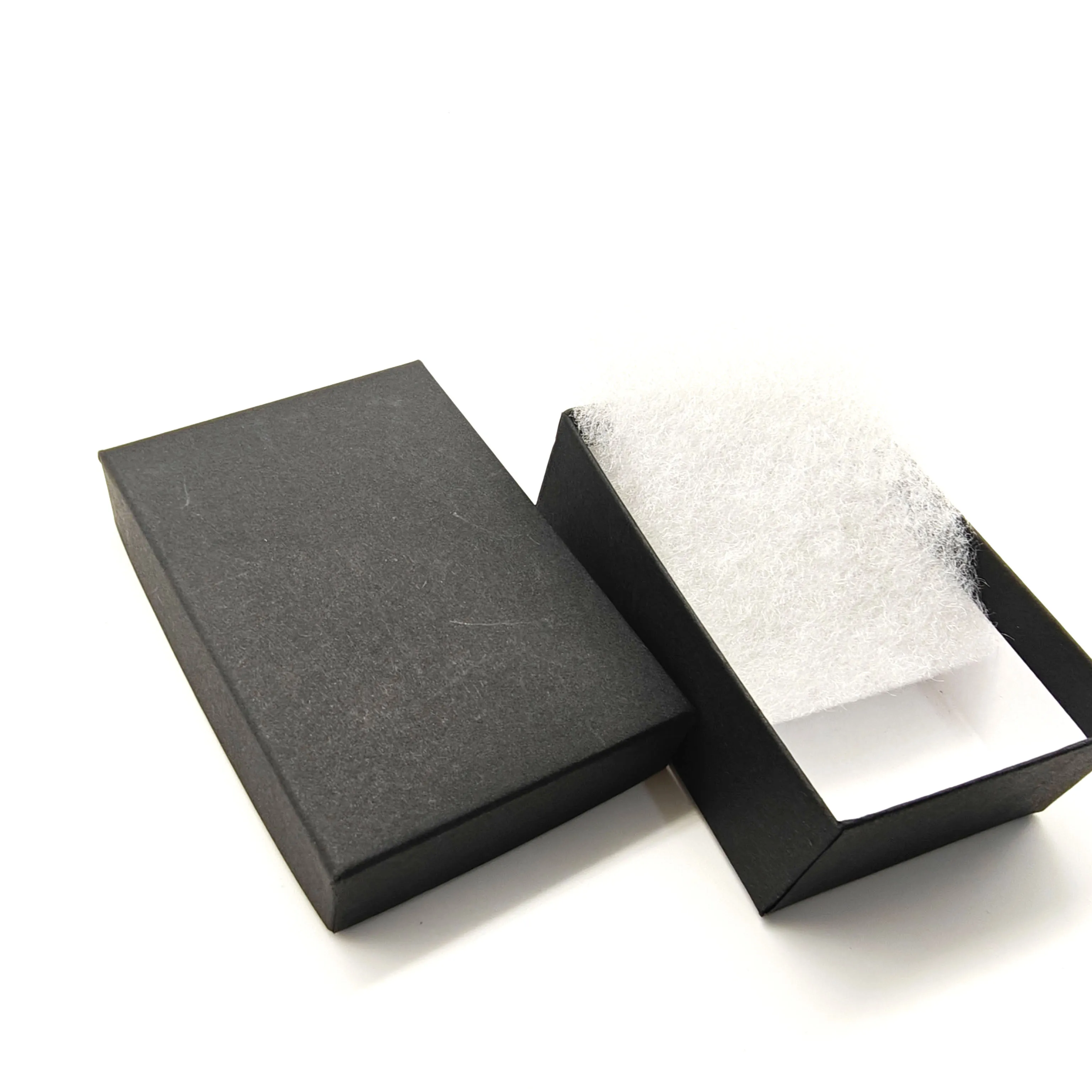 #32Black 100pcs Cotton Filled Paper Boxes Necklace Packaging Cardboard Rigid Boxes 7.78X5.40X2.54CM
