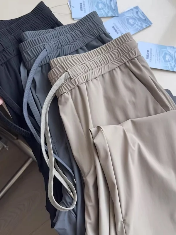 Mo Wei Home Order Cabinet Ice Sensation Quick Dry Elastic Waist Straight Leg Casual Pants Men's Spring Summer Fashion