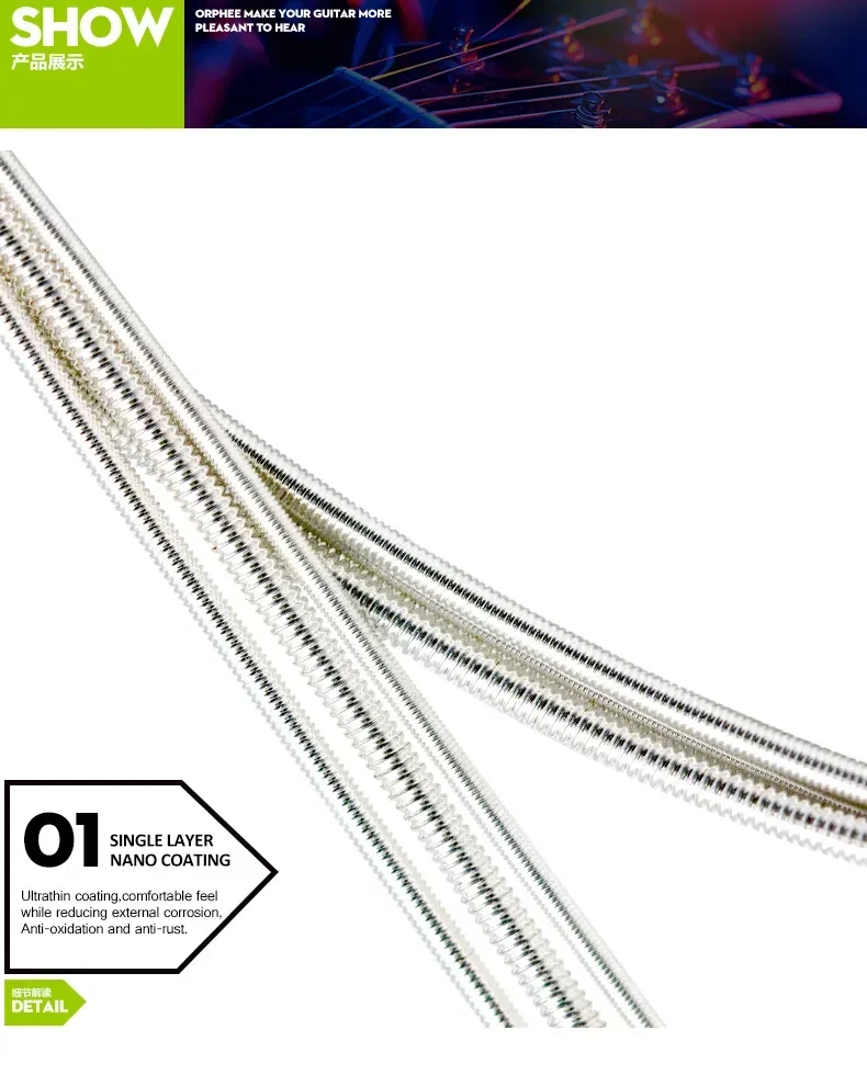 10/50 Set Orphee Klassische Gitarre Saiten Silber Überzogene Draht Nylon Saiten NX Serie 6 teile/satz Anfänger Für Klassische Gitarre teile – Detail 4