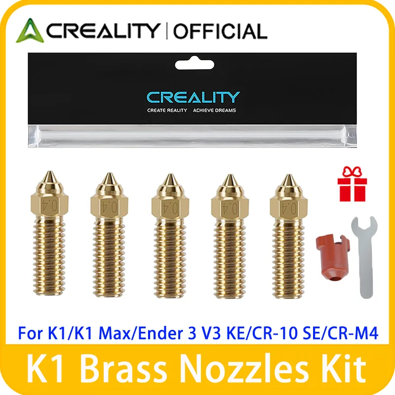 Creality 5PCS K1 Brass Nozzles Kit,3D Printer High Speed Nozzles with Silicone Cover for K1 Max/Ender 3 V3 KE/CR-10 SE/CR-M4