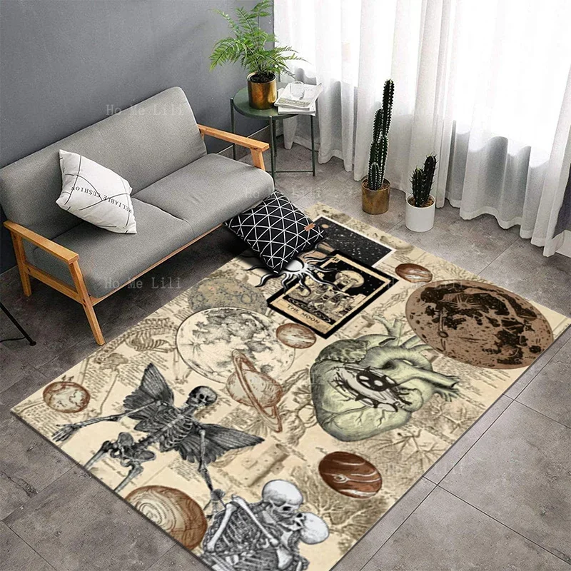 Ancient Skeleton Heart Outside The Planet Jupiter Earth Non Slip Flannel Floor Rugs By Ho Me Lili