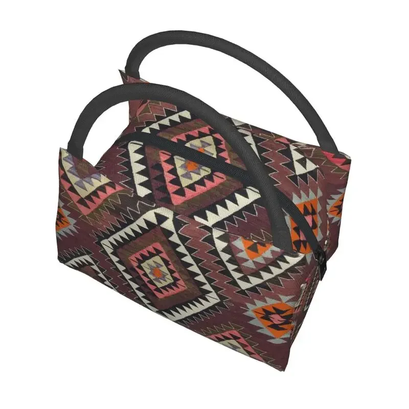 Винтажные турецкие многоразовые коробки для завтрака Kilim Diamond Tribal, женские многофункциональные богемные геометрические сумки для обеда в этническом стиле