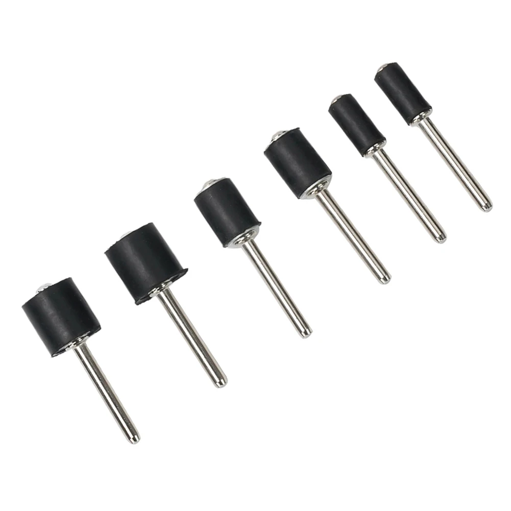 6 Piece Rubber Mandrel Set for Rotary Tools 1/8 Inch Shank Diameter Compatible with Sand Drums Bands for Polishing and Shaping