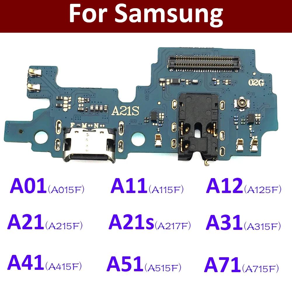 USB Charging Port Connector Dock Flex Cable With Mic Repair Parts For Samsung A01 A11 A12 A21 A21S A31 A41 A51 A71 A750F A920F