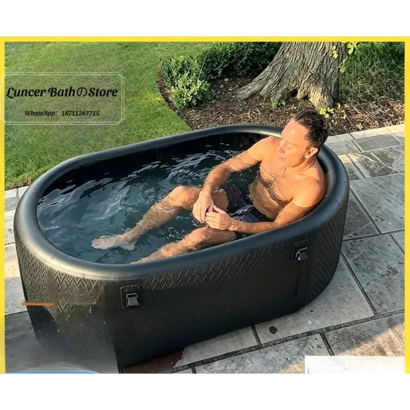 Foldable Inflatable Ice Bathtub, Multi-layer Insulated Cold Therapy Tub Indoor Outdoor Use for Sports Recovery Ice Soak