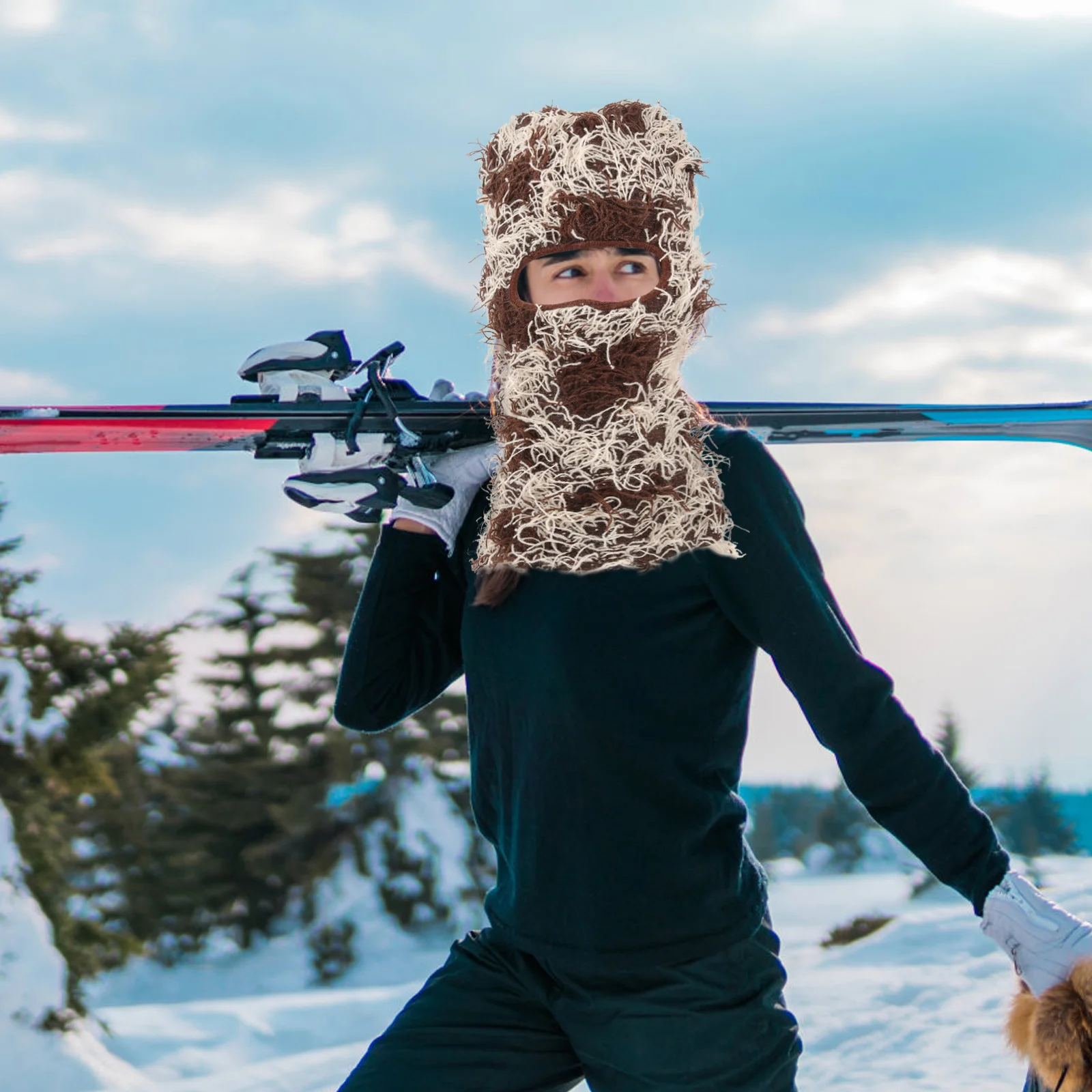 

Balaclava Ski Mask Knitted Full Face Mask Winter Windproof Neck Warmer Camo Design Unisex Outdoor Clothing Outdoor Clothing