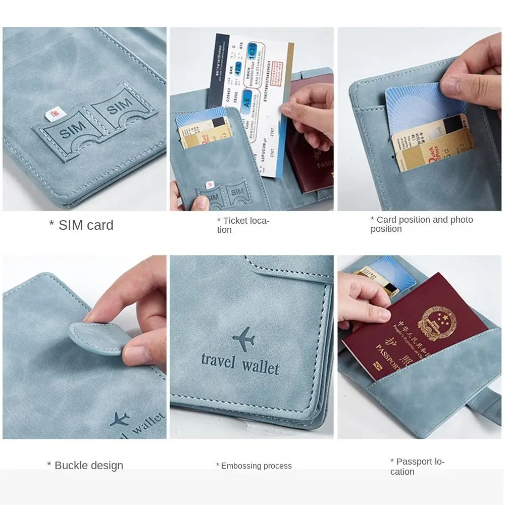 Leather RFID Passport Holder Durable Ultra-thin Waterproof RFID Wallet Multi-function Credit Card Holder Passport