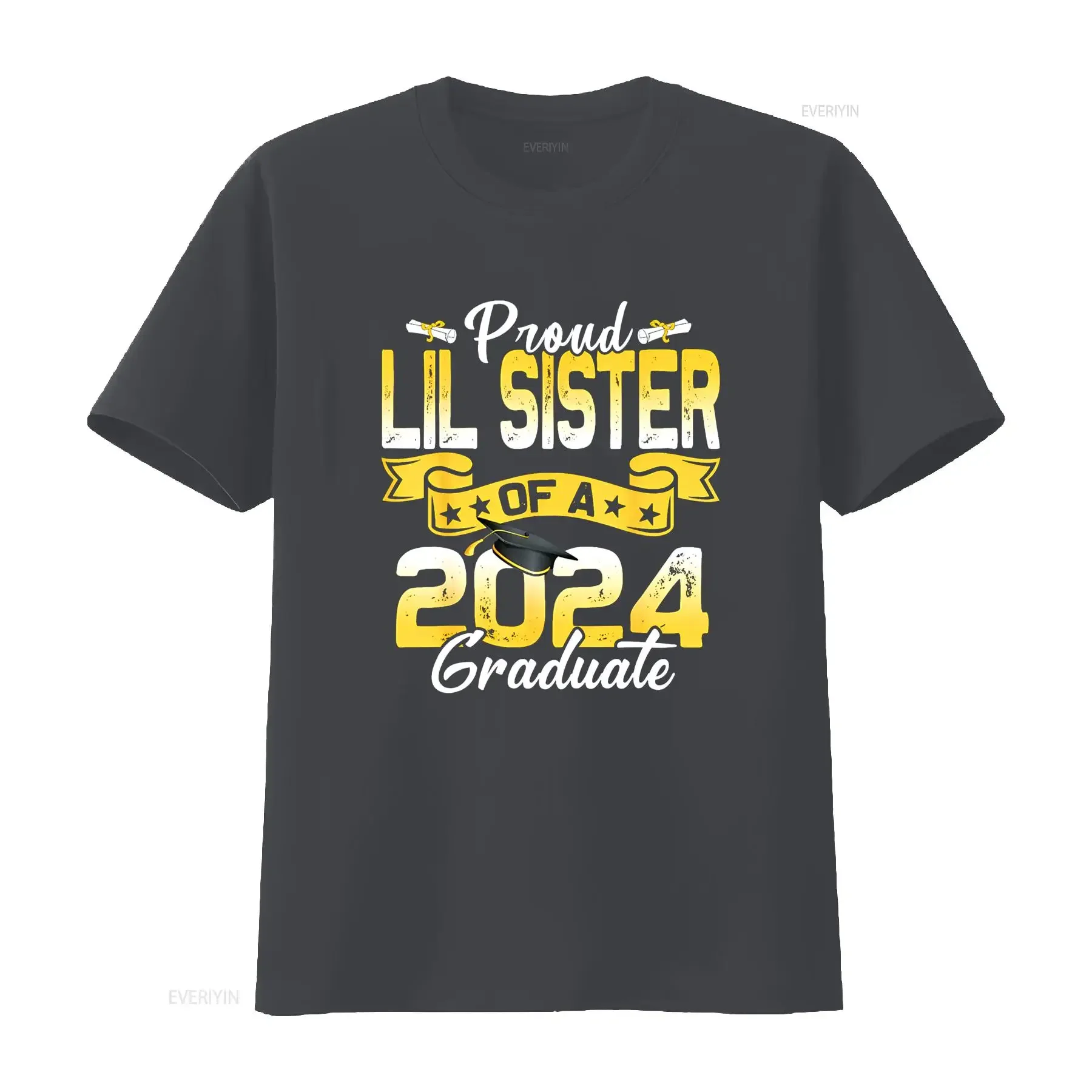 تي شيرت فخور ليل سيستر من فئة 2024 للتخرج عتيق مغسول ومتعدد الاستخدامات ملابس مصممة قليلاً للجنسين