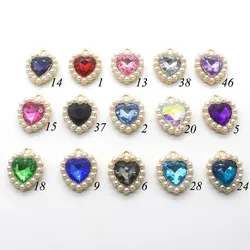 10Pcs 18 * 21MM peach pearl alloy pendant accessories Diy wedding dress headwear jewelry accessories