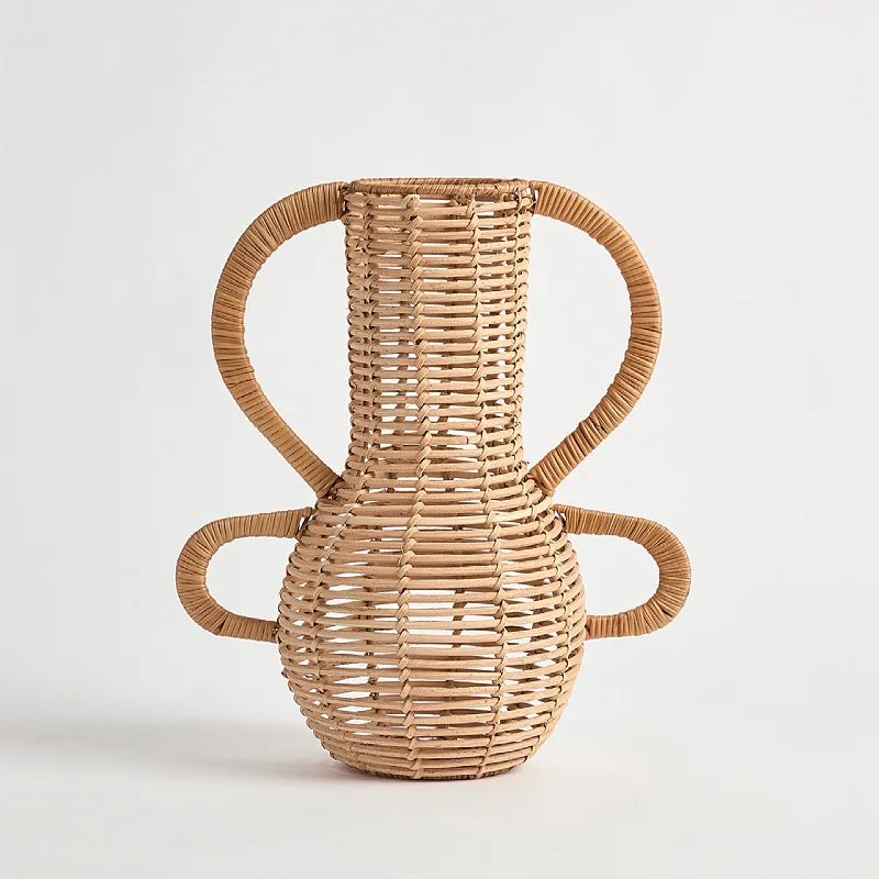 Hand-woven vase rattan texture dry flower vase rattan flower arrangement vase craft ornament