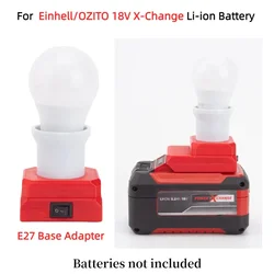 Portable LED Work Light for Einhell/OZITO 18V X-Change Li-ion Battery E27 Base Adapter Wear 5W Ball Bulb for Camping Light