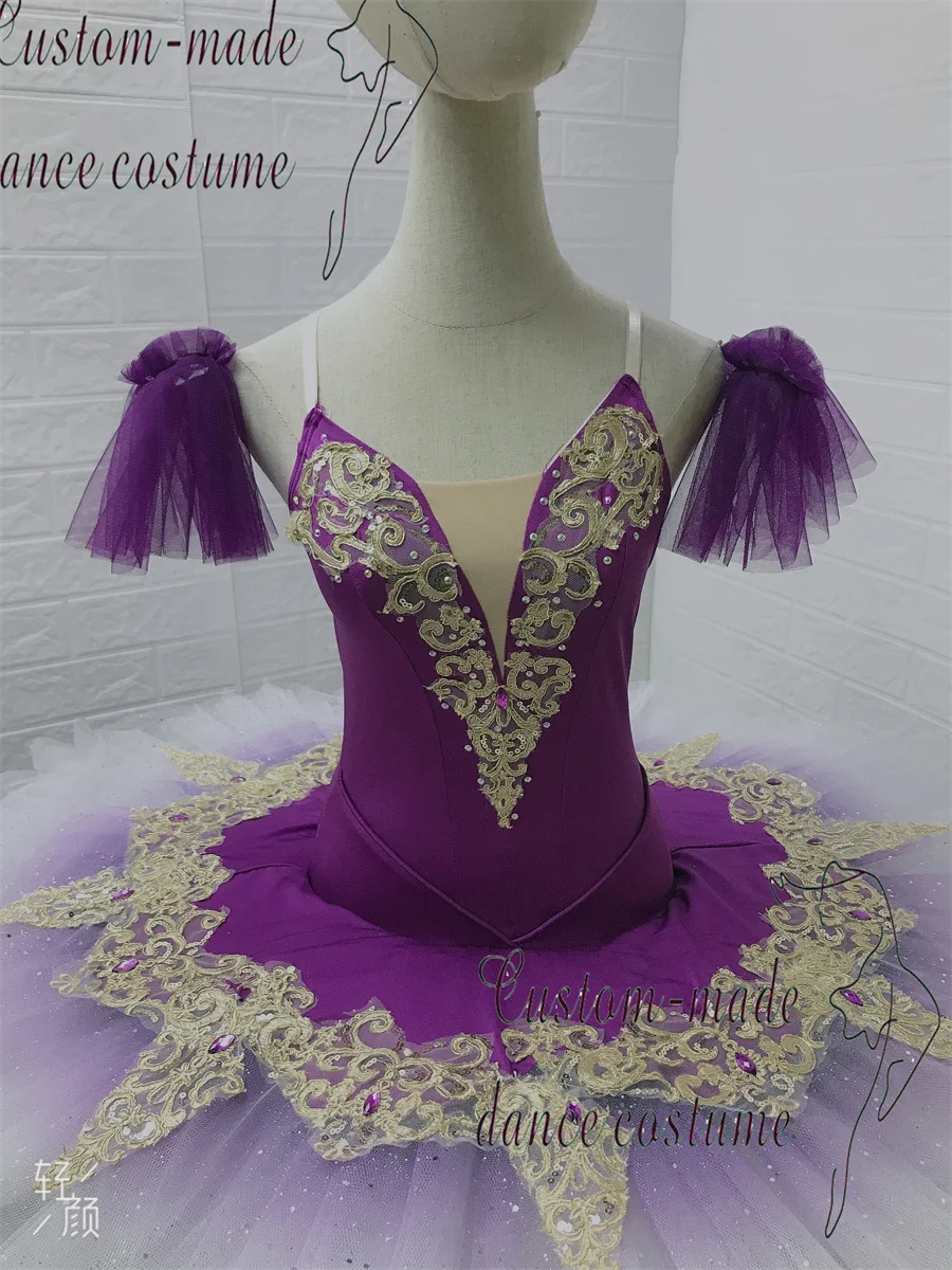 보라색 단순 버전 발레 댄스 짧은 치마. 성인을 위한 전문 클래식 팬케이크 발레 드레스 공연 의상