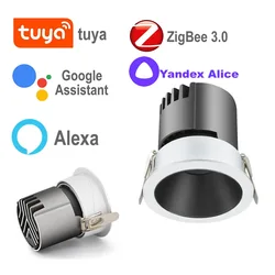 Zigbee-Tuya Inteligente Recesso LED Teto Spot Light, Regulável, Hue Lamp, Alice, Alexa, Casa, Cozinha, Quarto Spotlight