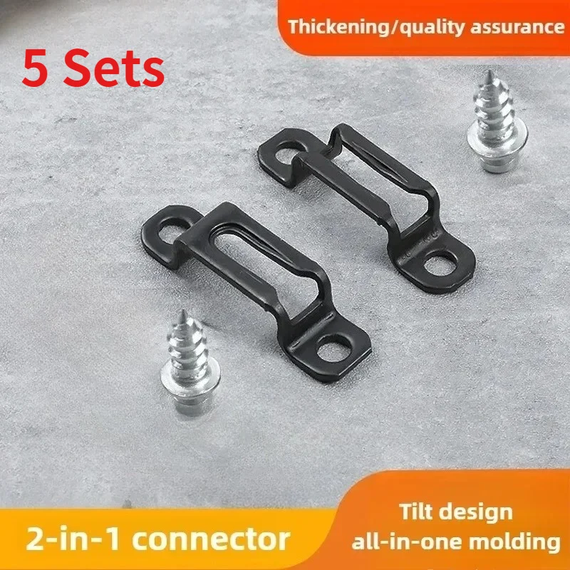 5 Sets Invisible Two-in-One Connectors Woodworking Cabinet Hinges Assembly Furniture Connecting Bracket Recessed Screw Fastener