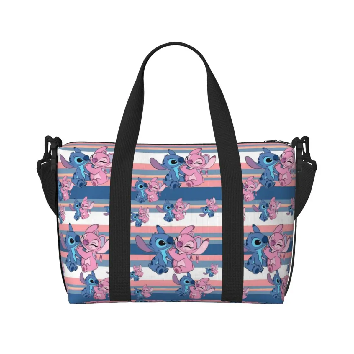 

Custom Stitches Manga Anime Beach Tote Bag for Women Extra Large Gym Carry On Travel Shopping Bags