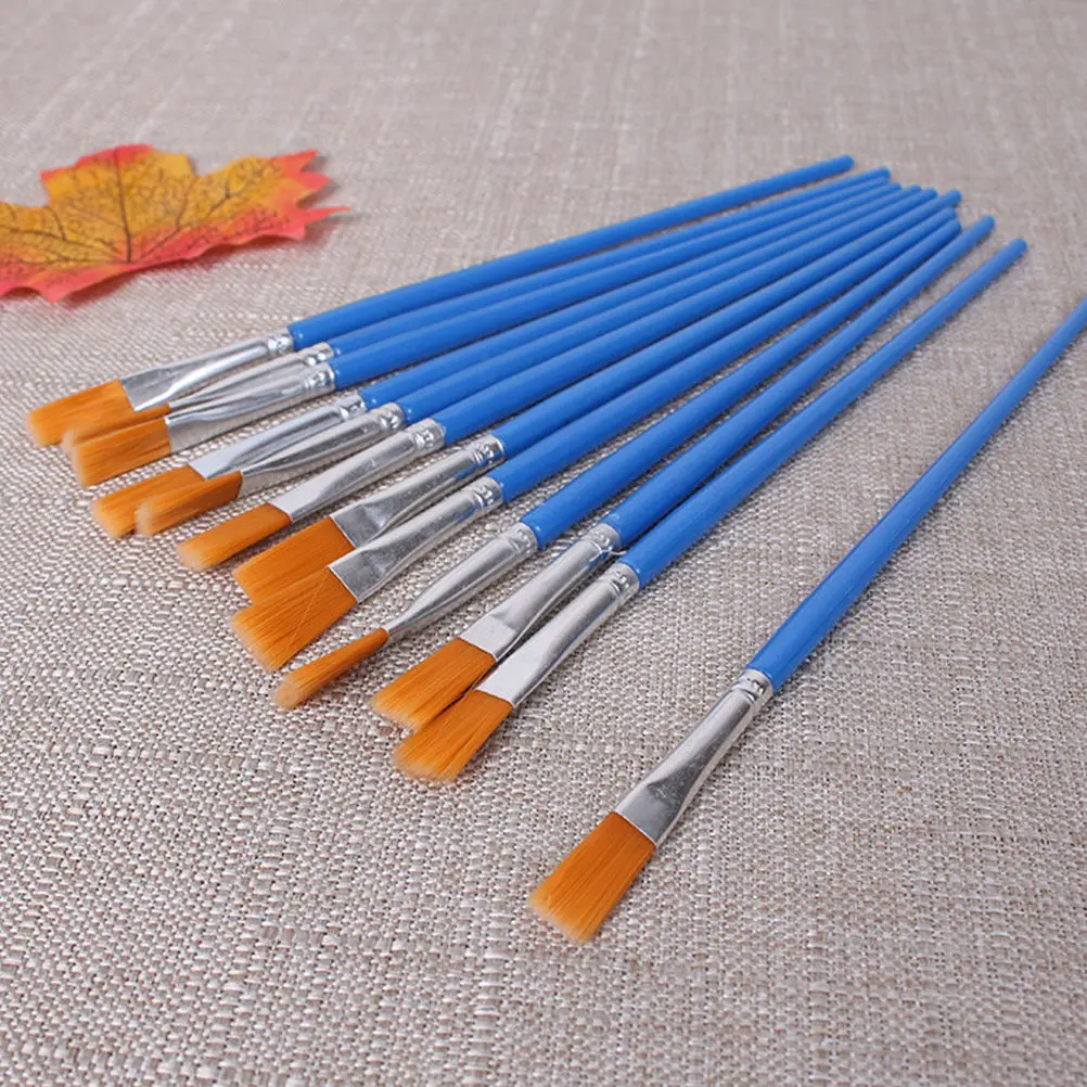 30Pcs Nylon Watercolor Painting Brushes Flat Synthetic Hair Paintbrush Set for Gouache Acrylic Oil Body Nail Face Art