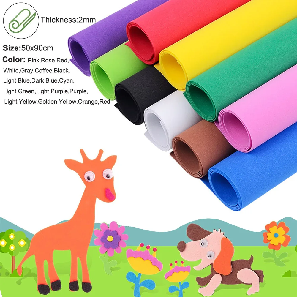 2mm  50x90cm Colorful EVA Foam Sheets DIY Cosplay Craft Foam for Costumes, Props, Arts & School Projects Soft & Durables