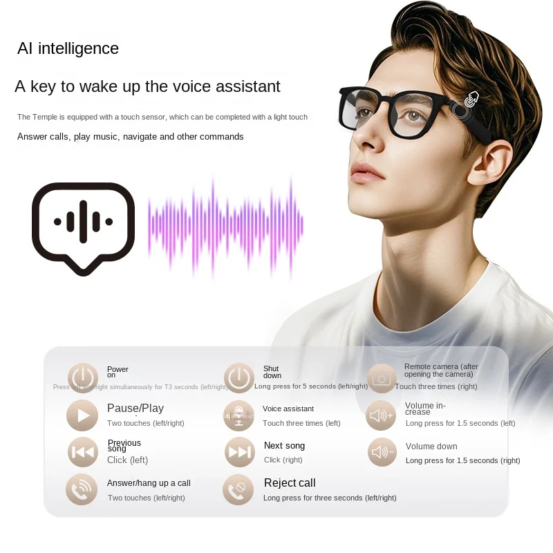 AI Translation Smart Glasses For Cycling Driving Listening To Music Calls And Photochromic Lenses For Indoor And Outdoor Use Hot image 4