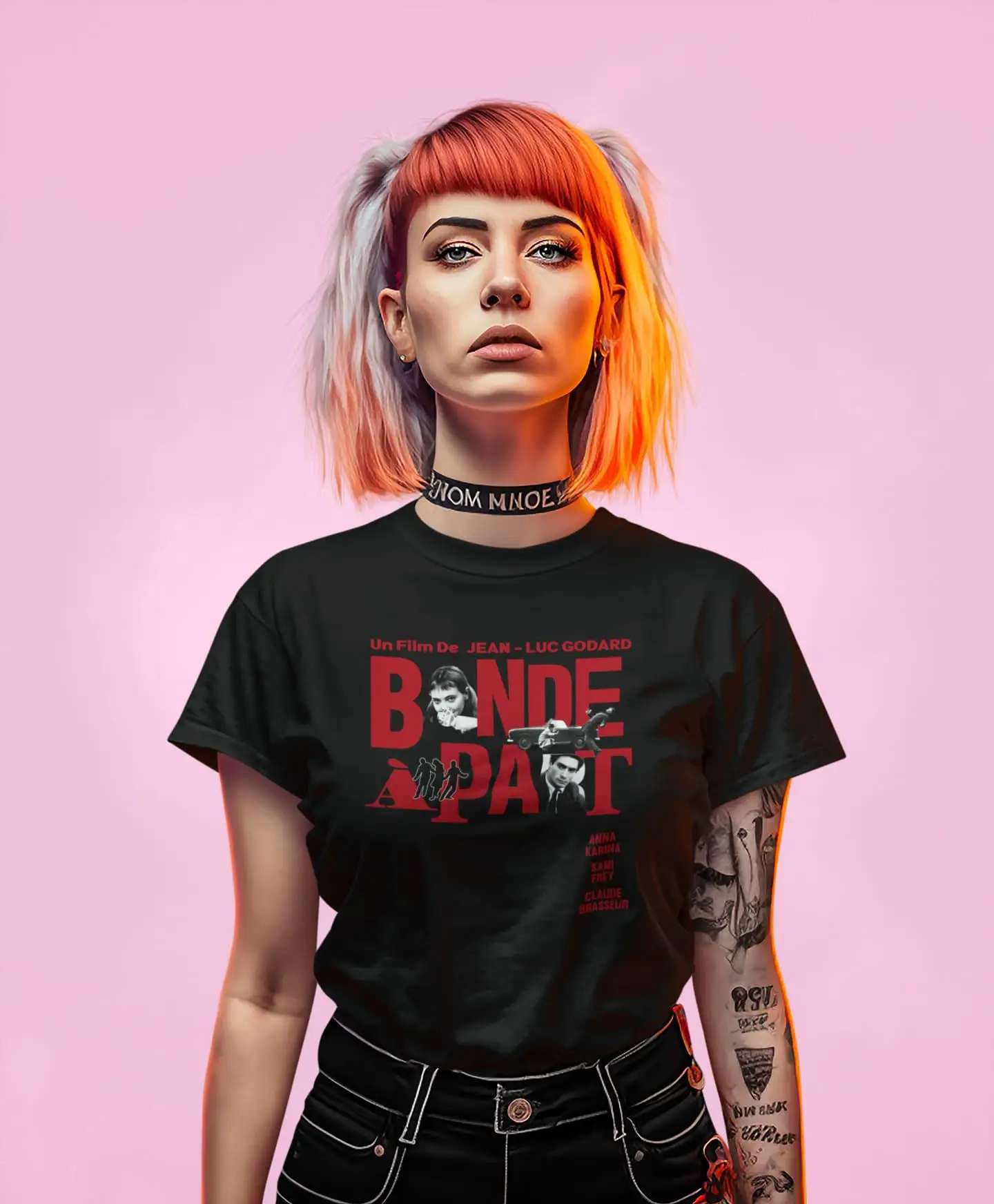 العصابة À جزء تي شيرت جان لوك جودارد فيلم المحملة الفرنسية موجة جديدة الكلاسيكية 60s عبادة الفيلم قميص الرجعية سينما هدية #4
