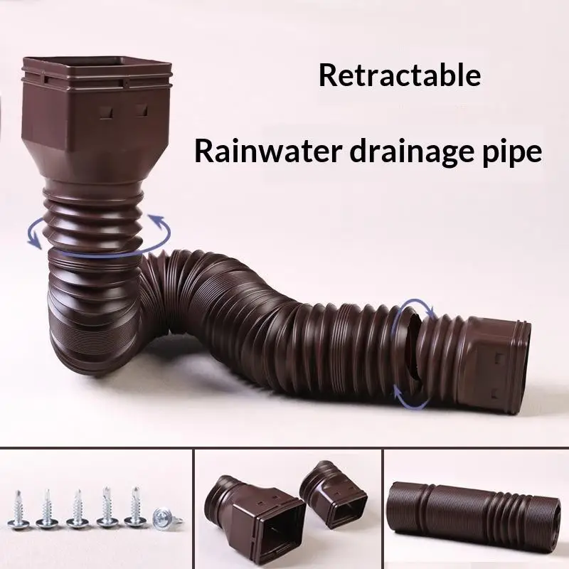 Flexible PE Extendable Downspout Extender Rain Gutter Drainage Pipe For Outdoor Round Downspouts