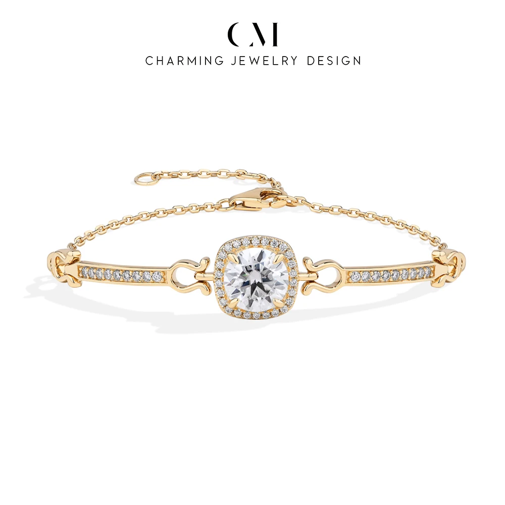 

CHARMING Shining 2CTMoissanite Bracelet Ajustable Women S925 Engagement Party Daily Jewelry Birthday Gift High Value Anniversary