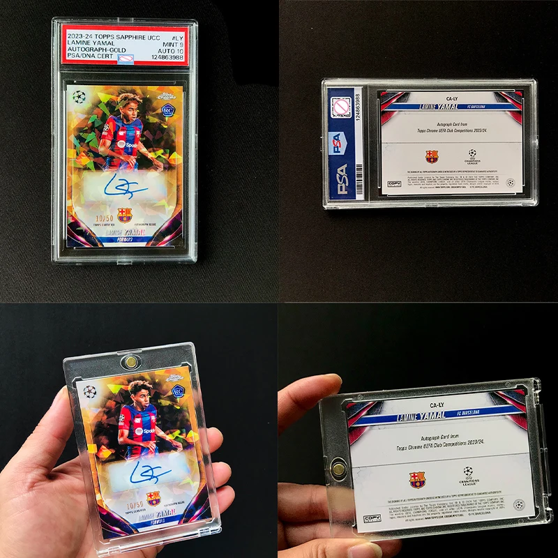 2023-24 Champions League Barcelona Yamal Gold Crushed Ice Folded Rookie Signature Card Homemade Card Sticker Printing