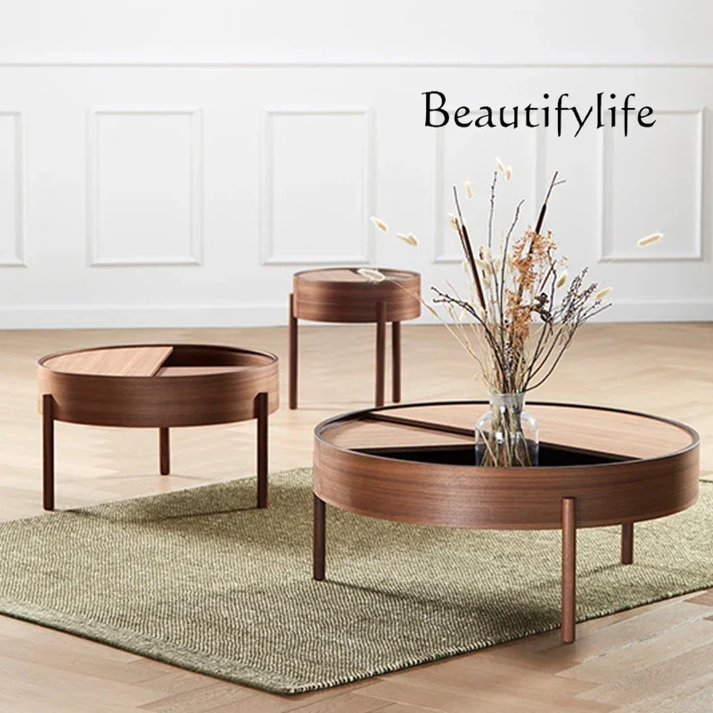 

household Japanese sofa corner few balcony tea table bedroom bedside table Nordic solid wood round edge few living room