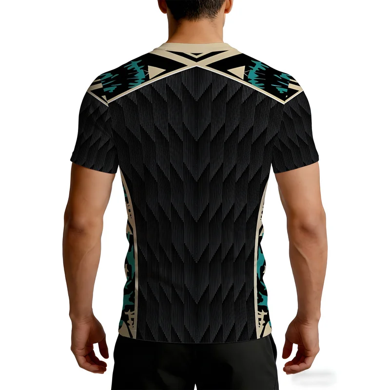 Green Vein Power Men's Compression Short Sleeve T Shirt Quick Dry Breathable Round Neck Training Base Layer Fitness Casual Sport