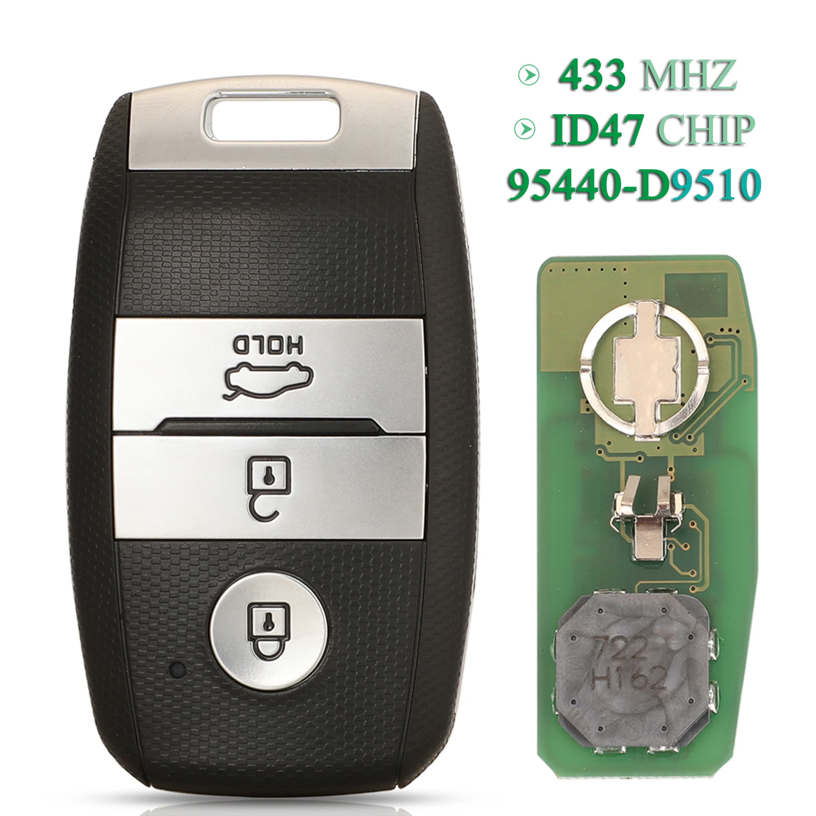 

Jingyuqin умный дистанционный ключ от автомобиля для KIA Sportage 2019 3 кнопки 433 МГц 95440-D9510/9100 ID47чип умный полный ключ