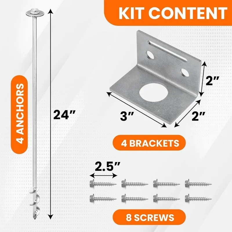 Ground Anchors Screw Brackets and Drill Bit - Earth Anchors - Mobile Home Anchors - Storage Shed Anchor Kit - Swing Set Anchors