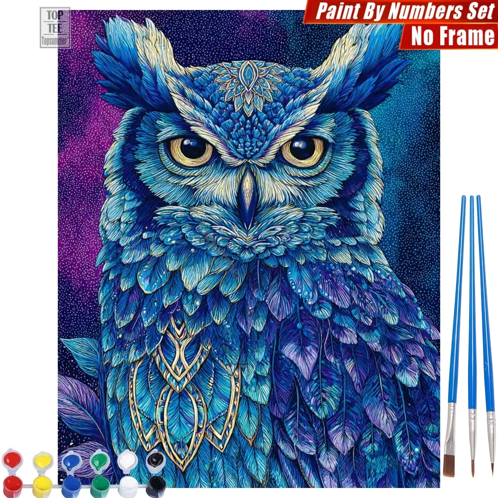 

Starry Guarding Owl DIY Paints By Number Kit - Owl Under Stars Artistic Activities Valentine's Day Gift For Woman