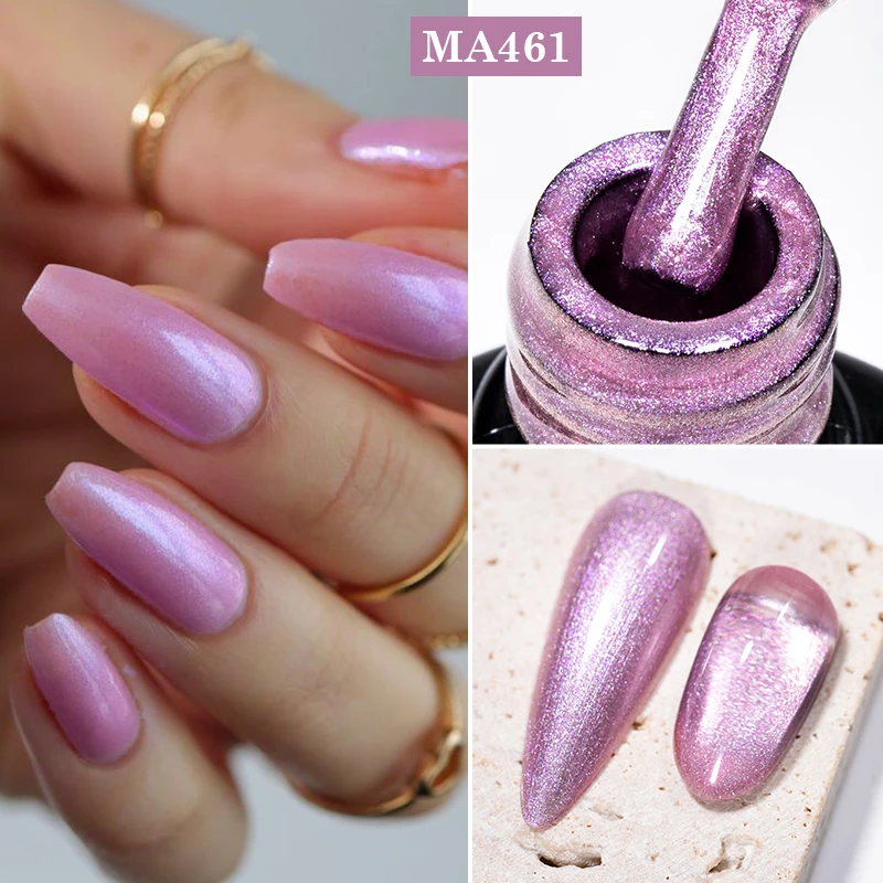 MEET ACROSS 7ml Foggy Aurora Gel Nail Polish Spring Glitter Purple Pink Green Semi Permanent UV Gel Nail Art Varnish For Nais