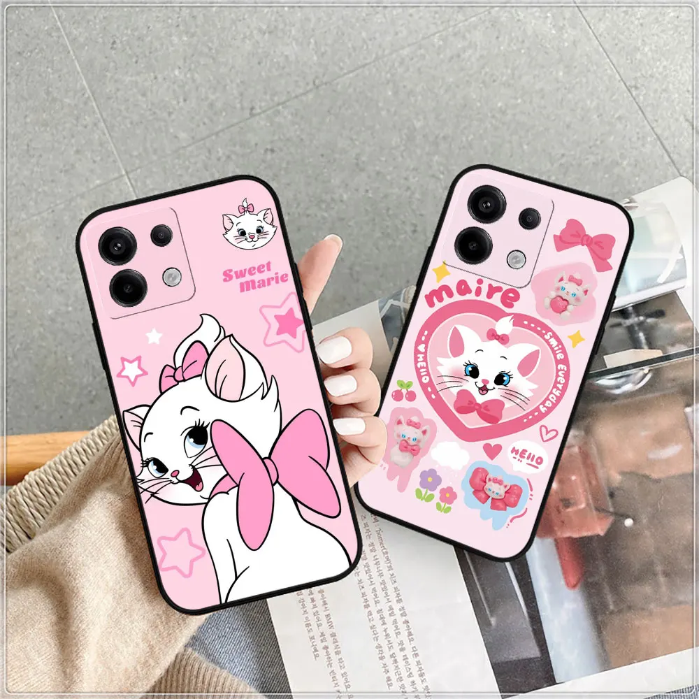 Disney Cute Marie Cat Phone Case For Redmi Note 13 12 12S 12T 11 11S 11T 11E 10 10S 10T 9 9S 9T 8 7 7S 6 5 Pro Plus Max 5G Cover