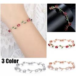 Rose Gold Silver Plated Diamond Accent Two-Tone Gemstone Bracelet