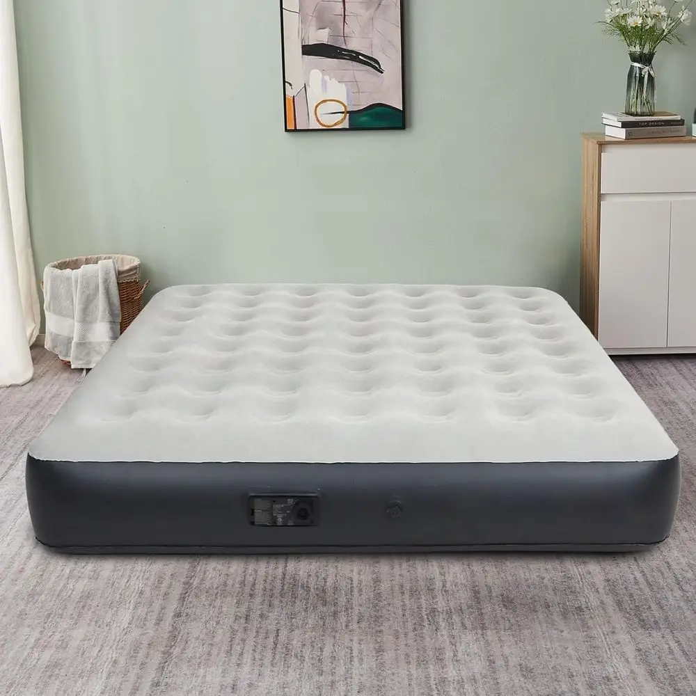 Materassino gonfiabile portatile King-Size con pompa integrata per campeggio all'aperto