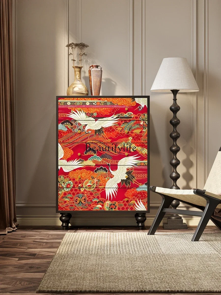 

French Chinese style chest of drawers household solid wood storage installation-free multi-functional drawer cabinet