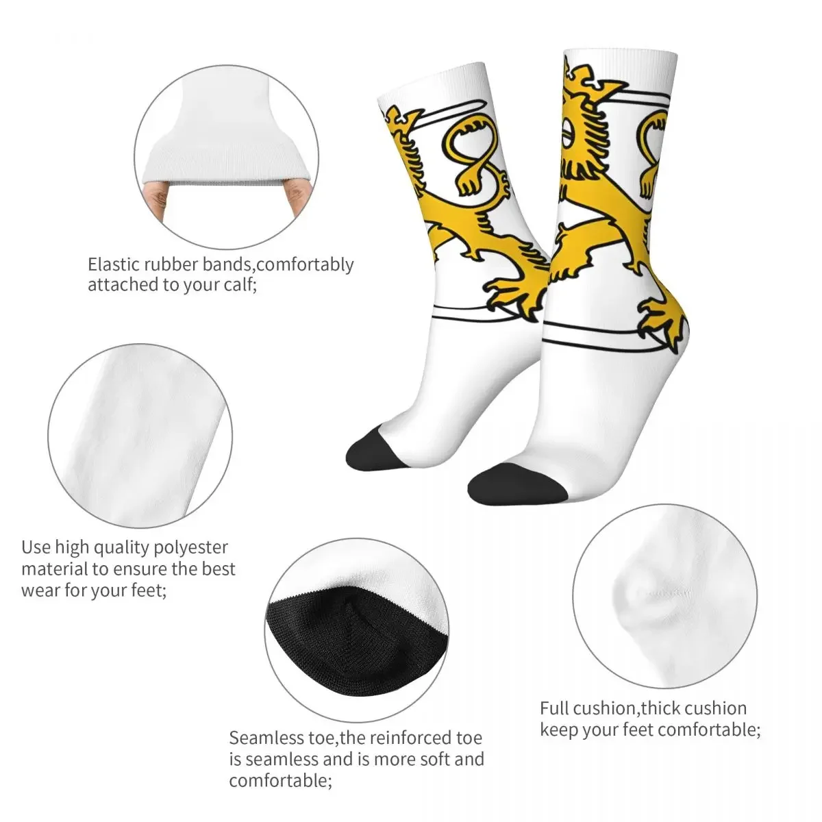 Crazy Unisex Socks Suomi Finland Lion Helsinki Product Comfortable Cartoon Sport Dress Socks All Season